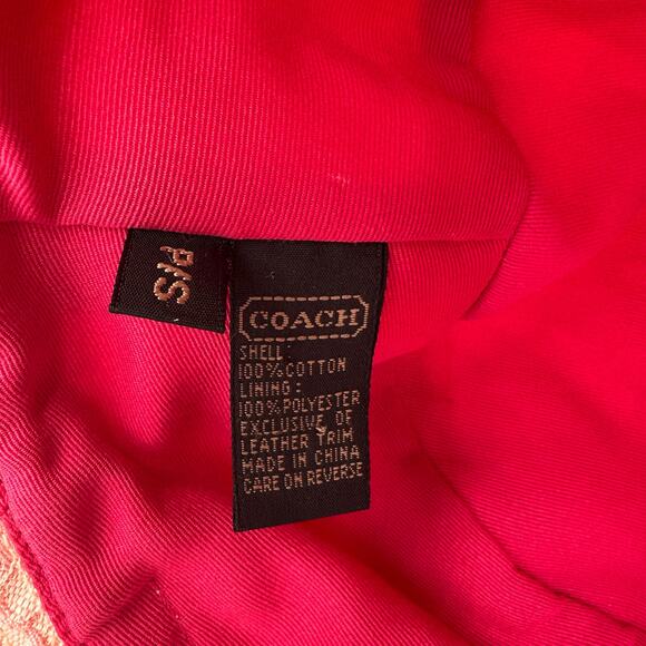 Coach Women's Pink Signature Logo Bucket Hat Leather Trim - Picture 6 of 9